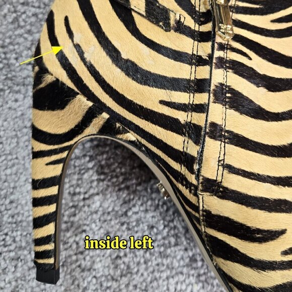Sam Edelman Fiora Zebra Print Black Tan Genuine Cow Hair Booties Inner Zippers - Picture 12 of 12